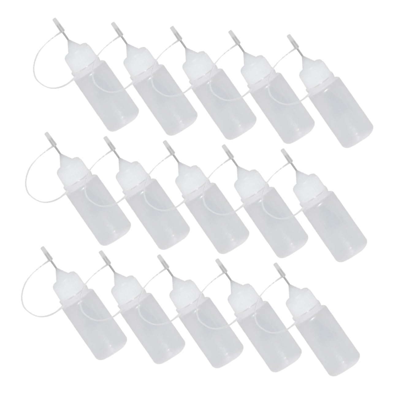 Botella Exprimible de Pegamento Aguja de Precisión para Proyectos Diy, 30 Ml, Plástico Blanco y Acero Inoxidable, Paquete de 15 Piezas para Manualidades