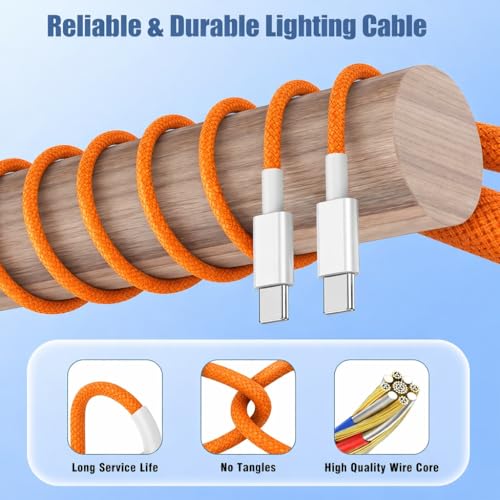 Image of iPhone Charger Cable(MFi Certified) Type-C 1M Nylon Braided Cable Compatible with iPhone 17 /17 Air /17 Pro /17 Pro Max /16 /16 Plus /16 Pro /16 Pro Max /15 /Samsung S25 /S24 /S23 /Laptop /Tab|60W Fast Charging