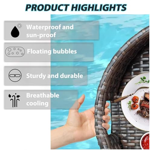 Vassoio da portata galleggiante in rattan per piscina idromassaggio e spiaggia, perfetto per bevande, brunch e feste estive, ideale per rilassarsi all'aperto e utilizzare le sorgenti termali
