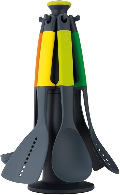 Joseph Joseph Elevate, Set di utensili da cucina con supporto rotante, Porta Utensili 6 Pezzi, Multicolore