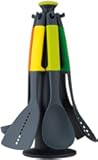 Joseph Joseph Carousel Nylon Kitchen Utensil Tool and Gadget Set with Rotating Storage Stand, 6-Piece Non Stick Tools with Ergonomic Handles, Multicolor