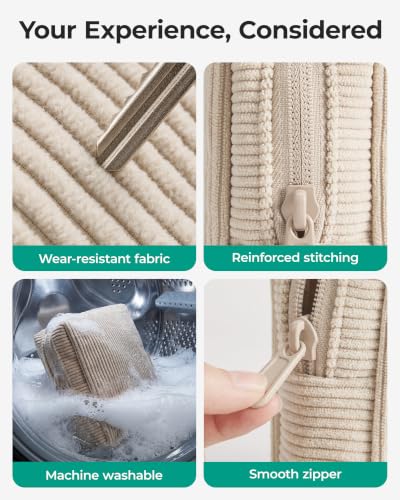 BAGSMART Petite trousse de maquillage en velours côtelé, pochette cosmétique pour femme avec poche – Image 6