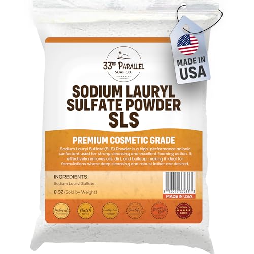 8oz Sodium Lauryl Sulfate (SLS) Powder | High Foaming Surfactant for Soap Making Shampoo & Cleansers Powerful Lathering Agent for Personal Care Formulations | 8 Ounces