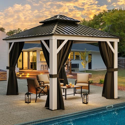 Yitahome MAYIH0RTH2 White Gazebo 10X10Ft Hardtop Double Roof Canopy Galvanized Iron Aluminum Frame Outdoor Gazebo thumb #6