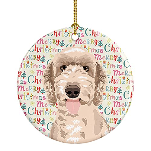 Caroline's Treasures Doodle Fawn #5 Christmas Ceramic Ornament Round, Dog, Multicolor