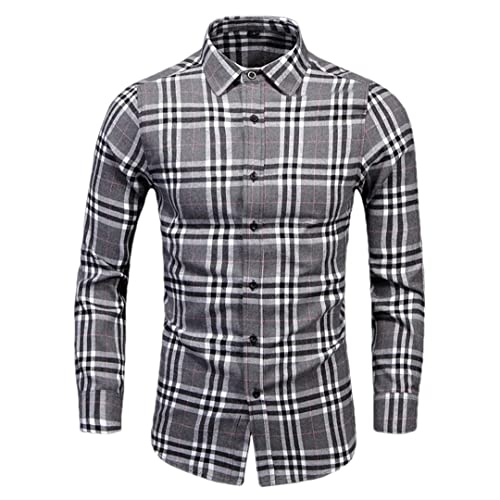 Chemise à carreaux homme vintage grise coupe ajustée pour le bureau M