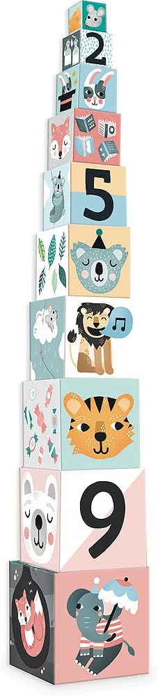Vilac 8501 Nesting Cubes Animals Michelle Carlslund, Multi-Colour