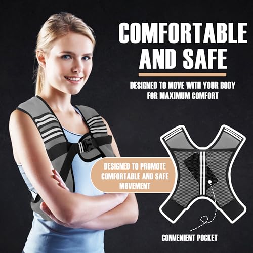 Image of NATURELUX Weighted Vest Men or Women - 5 /10 /15 /20 /25 /30lbs Weights with Reflective Stripe, Weighted Vest for Workout Equipment for Strength Training Running - Walking Weight Loss