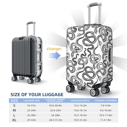 Hand Drawn Snake Print Luggage Covers For Suitcase,Elastic Washable & Stretchable Suitcase Covers For Luggage,- Fits 18-32 Inch Luggage-No Luggage Included4