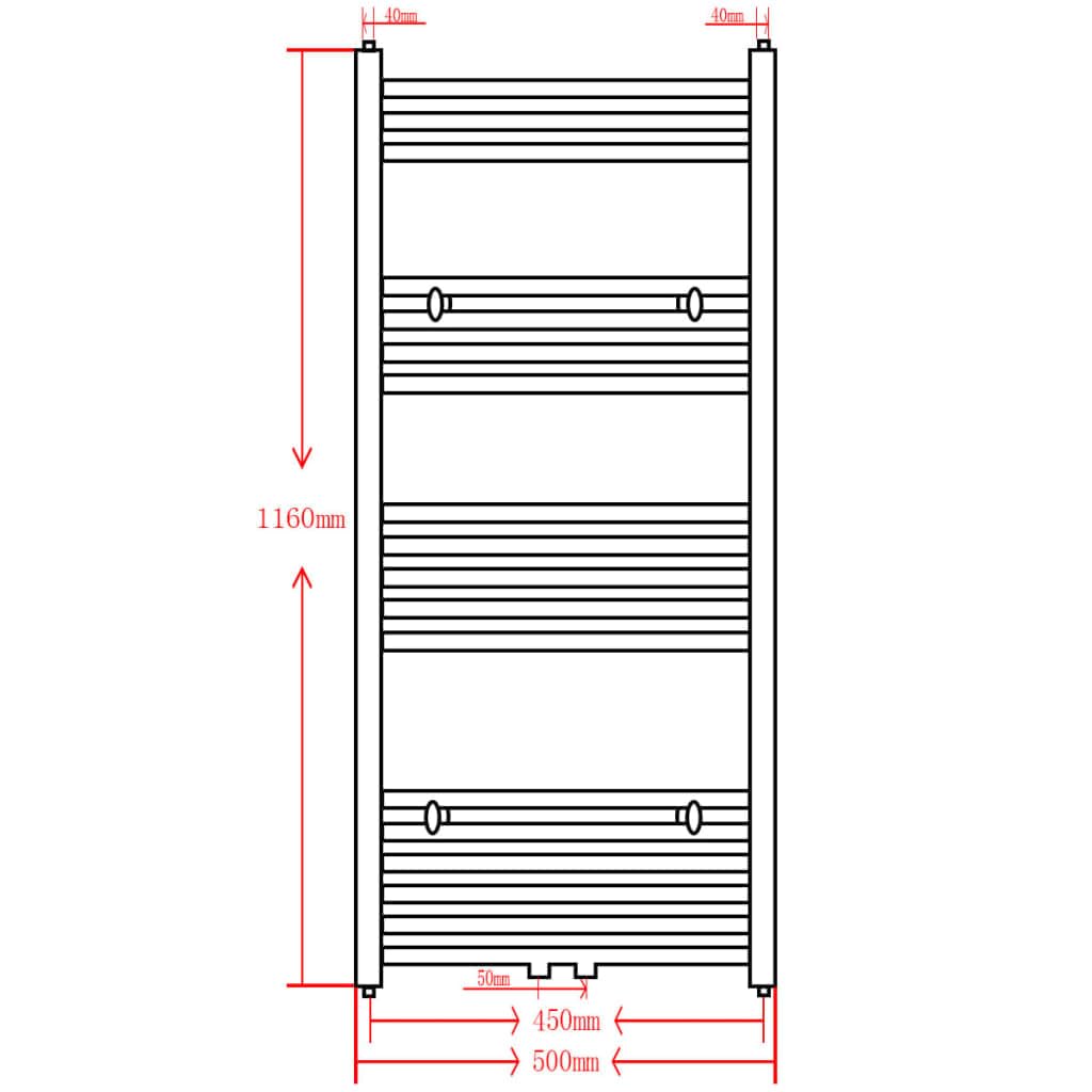 Radiador toallero de baño Curvo Negro 500 x 1160 mm Negro,141915