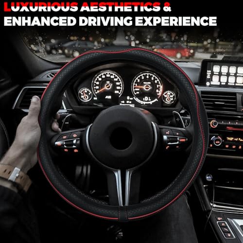 Image of Durable car Leather Wheel Cover,red