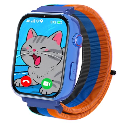 PTHTECHUS 4G Reloj Inteligente Niño, Smartwatch Niños Niña con GPS, Videollamadas, Chat de Voz, SOS, Modo Clase, WiFi, Juegos, Cámara, Reloj Niños Regalo para Niñas niños 4-12 años Regalo, Azul