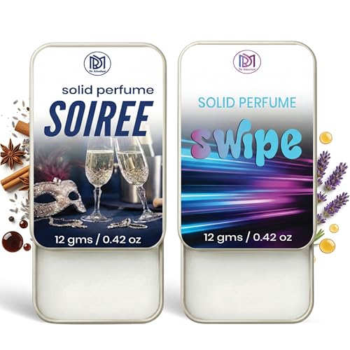 Image of Dr.Mashur Solid Perfume |Soiree&Swipe Alcohol Free Wax Perfume Balm, Long Lasting | Pocket Tin 12g, Pack Of 2| Non Greasy Smooth Glide, Travel Friendly Men And Women