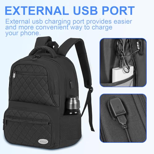 Image of ANILD Lunch Backpack, 17 Inch Laptop Backpack with Insulated Cooler Compartment for Men Women, Travel Work Computer Backpack