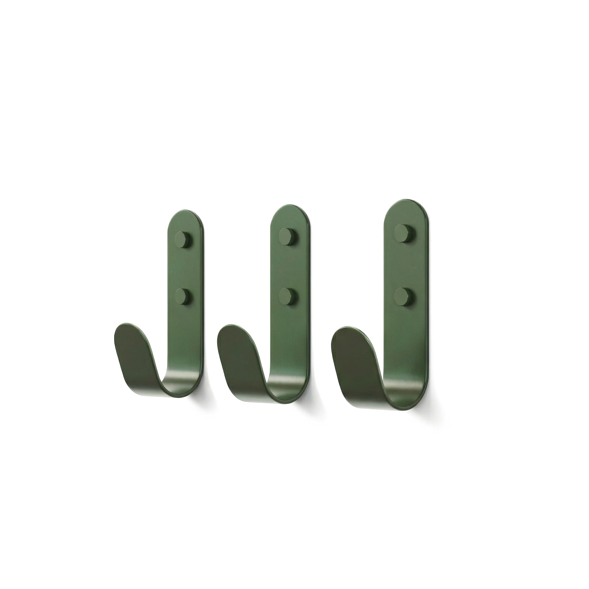 The Hairpin Leg Co. [HLC Metal J Wall Hook. Chunky Modern Playful Coat Hook - [Forest Green, 3 Pack]