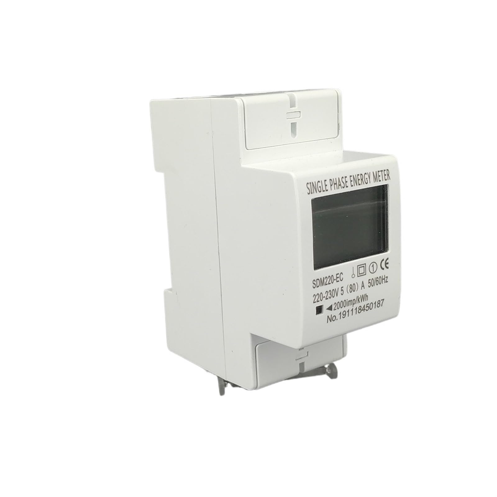80A Din Rail Single Phase Two Wire LCD Digital Display Power Consumption Energy Electric Meter kWh AC 220V 230V 50Hz/60Hz(Without Backlight)