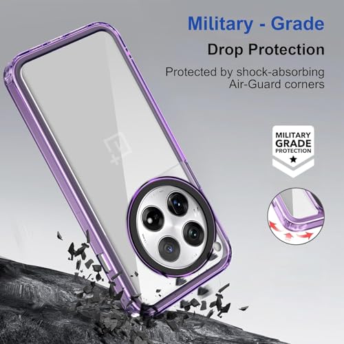 Image of NDCOM for OnePlus 12 Cover, Premium OnePlus 12 Case, Durable One Plus 12 Cover, Protective Back Cover for OnePlus 12 Purple Crystal Clear Back Case
