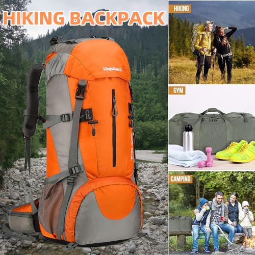 Image of King'sGuard 70L Hiking Backpack with Rain Cover Lightweight Waterproof Travel Camping Backpack Large Backpacking Pack
