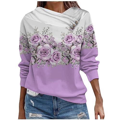 GIANTHONG Womens Tops Button Pleated Neck Tee Shirts Long Sleeve