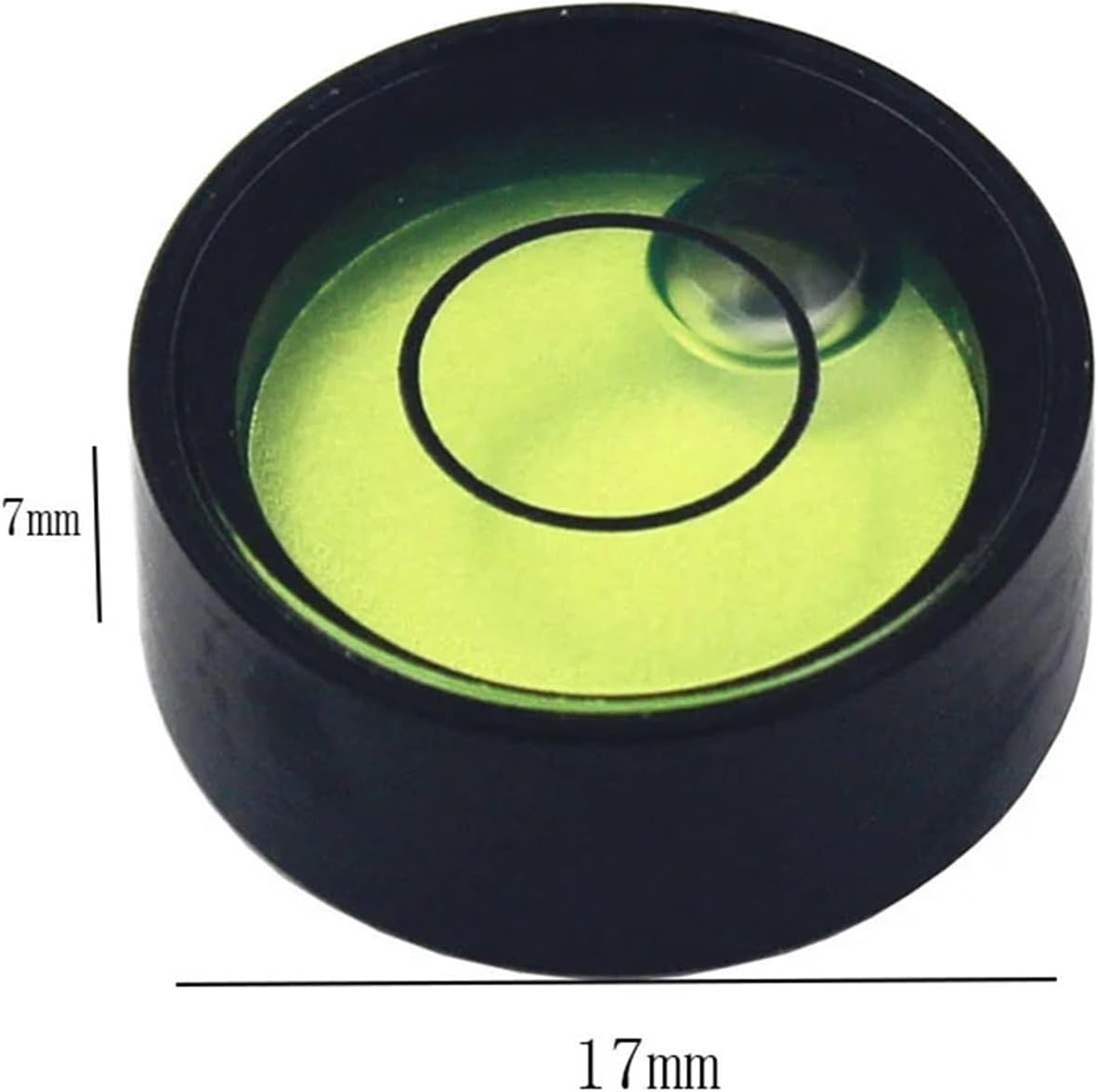 1pc Round Metal Spirit Bubble Level Diameter 17mm 18mm Flat Nivel Water Bead Leveling Measuring Instrument Cell(Dia17-BG-1PCS)