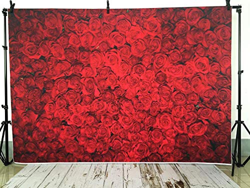 Avezano Red Rose Floral Wedding Photography Backdrop Valentine's Day Party Photo Backdrops Vinyl Cloth 14 February Background Photo Booth Props Pictures (7X5Ft) #TOP2