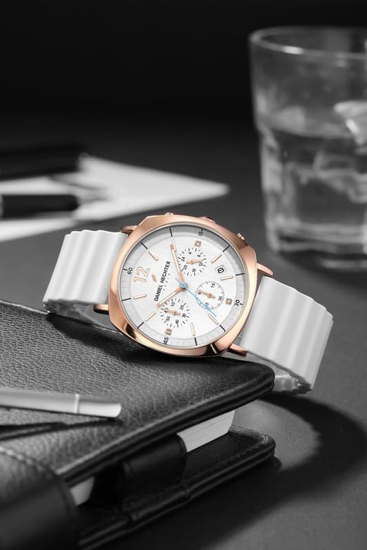 Image of Daniel Hechter Paris Cluny Collection Multifunction Watch for Men with Round Dial, Date Display Function, Quartz Movement and Wavy Pattern Silicon Strap - DHM1019