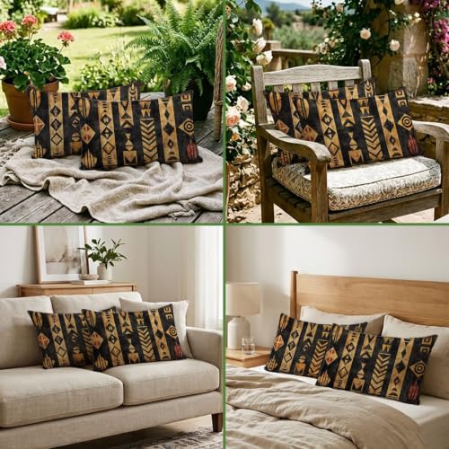 Housse coussin boho decoratif 50x80 cm marron avec impression recto verso - 7