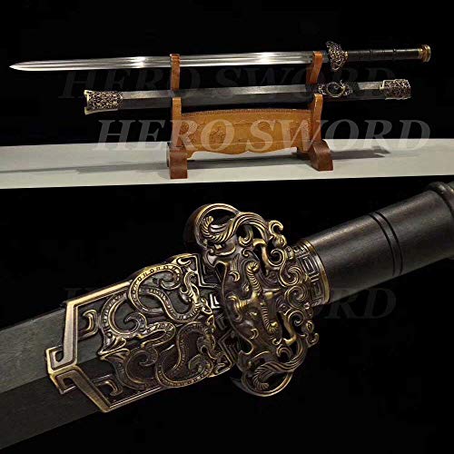 YL Sword Handmade Folded Steel Double Groove Han Jian Handmade Battle Chinese Sword