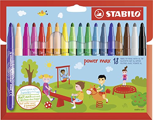 STABILO - Feutre de coloriage - power max - Étui carton x 18 feutres pointe large - coloris assortis