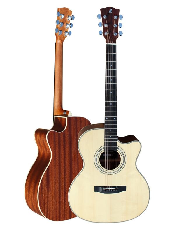 Image of Merida Extrema M1GAC-EQ Grand auditorium Cutaway Electro-Acoustic Guitar With Padded Bag - Natural (solid spruce top with Fishman pickup)