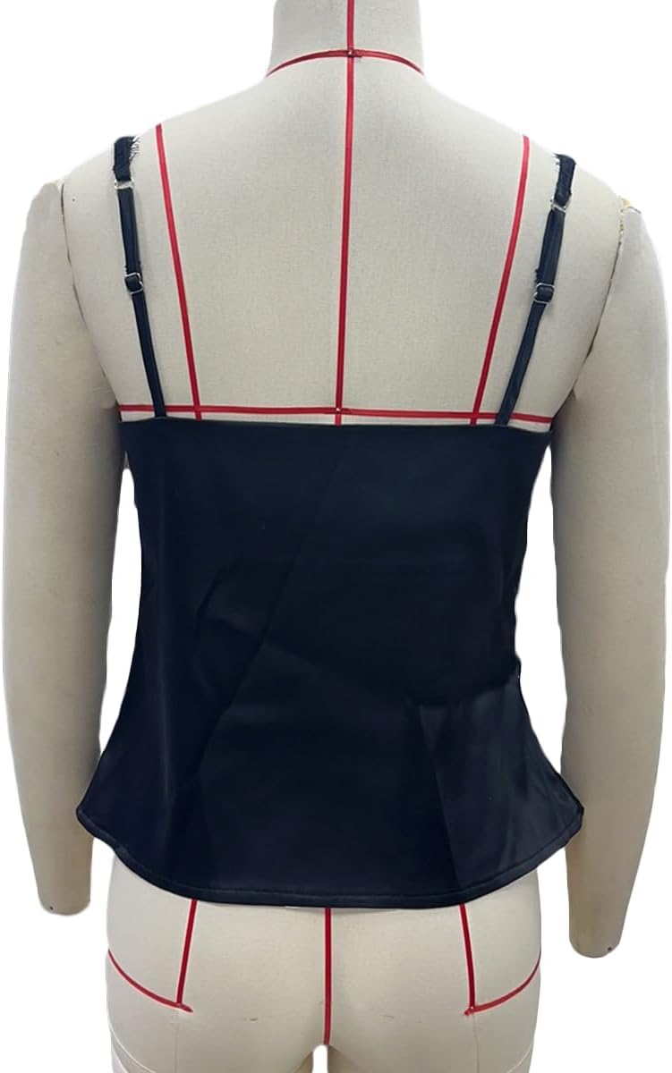 Women Y2K Coquette Satin Camisole Elegant Deep V Neck Lace Trim Sleeveless Silk Tank Top 2026 Chic Party Sling Tops - Image 8