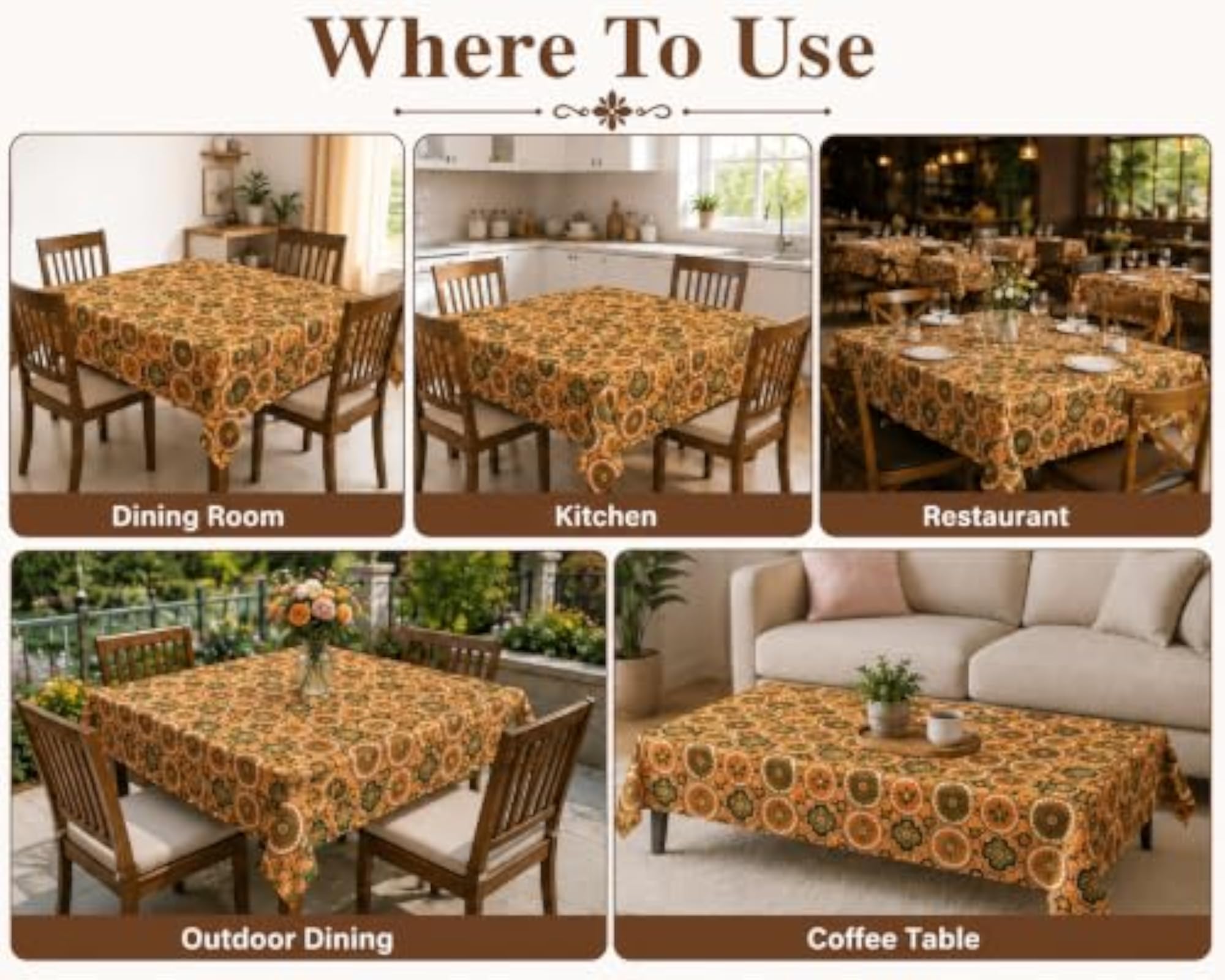 Dining Table Cover for 4 Seater, Wooden Design