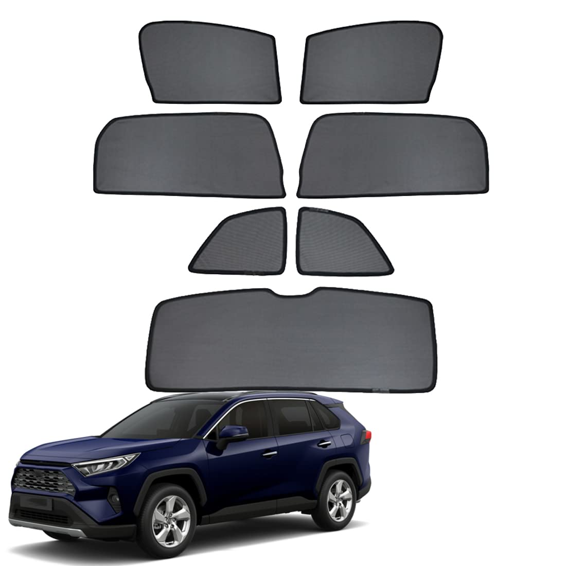 ZJIEX Parasol Coche Ventana Lateral Infantil para RAV4 XA50 2018-2023 Parasol Ventana Cortinas Magnética Protección UV Solar para Bebé y Mascotas Negro,7PCS
