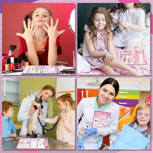 Image of Eaasty 6 Pack Kids Pretend Play Notepads 4x6 Inch,Girls | 6 Career Themes Dental Police Vet Makeup Restaurant, 40 Pages per Notepad for Toddlers Imaginative Activity and Learning