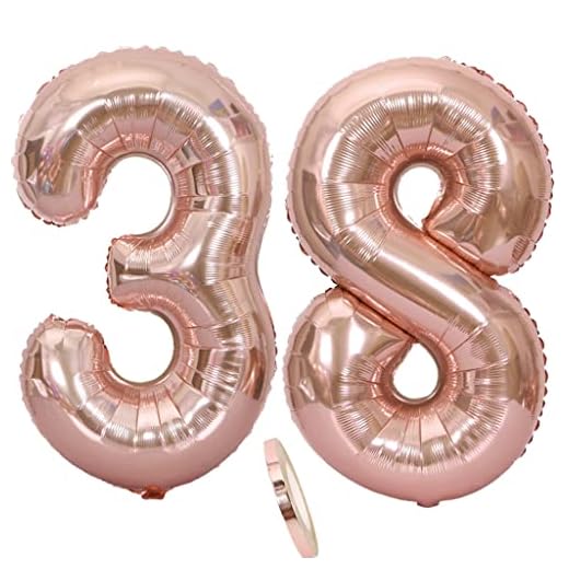 Globos número 38, globo número 38 oro rosa mujer globos 38 cumpleaños deco foil 38 globos oro rosa Globo grande de 32 pulgadas de foil de helio 38 cumpleaños mujer(38)