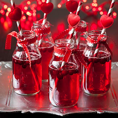 Image of ALINK Biodegradable Red Paper Straws Bulk - 100 Dots /Stripes /Waves Straws for Beverage, Christmas, Holiday, Birthday, Wedding, Baby /Bridal Shower, Party and Decoration