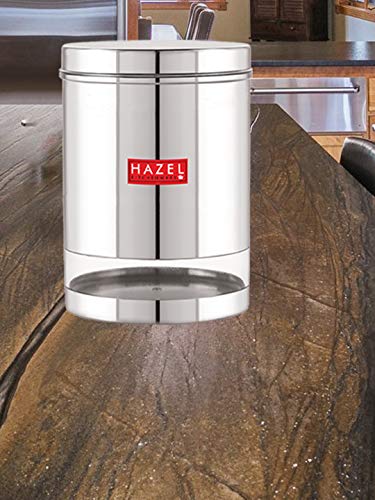 Image of HAZEL Stainless Steel Container For Kitchen Storage Transparent See Through Glossy Finish Storage Jar Dabba, Set of 1, 3000 ML, Silver