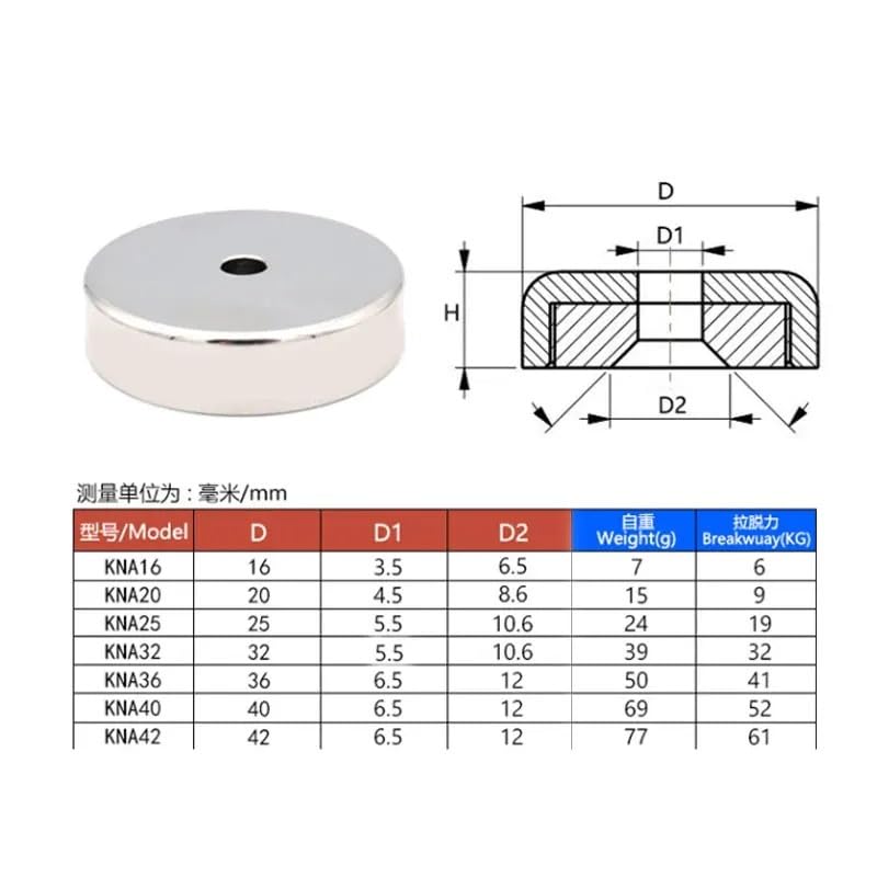 10 Pcs Neodymium Dia16mm 20mm 25mm 32mm Countersunk Ring Hole Rare Earth Crafts N38 Salvage Parts Magnet(KNA36 D36mm)