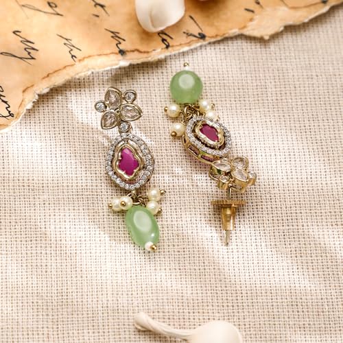 Image of Rubans AD Zircon Designer Drop Necklace Set for Women Stylish