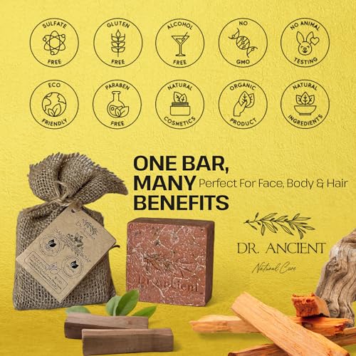 Image of Dr.Ancient Sandalwood Soap Bar, Organic Soap Bars Handcrafted the Traditional Way, Natural Chemical-Free, Vegan, Used for Face Wash, Body Wash, and Hand Cleansing, Moisturizing, Nourishing Care