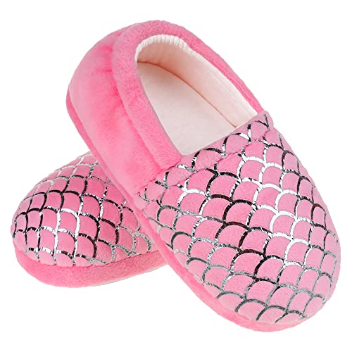 MIXIN Girls and Boys Slippers pink Princess No-Slip Memory Foam Slippers Soft Rubber Sole House Shoes for Bedroom Indoor Outdoor pink 12