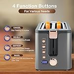 Mecity 4 Slice Toaster, Long Slot Toaster With Warming Rack, Bagel/Defrost/Reheat Functions,Warming Rack, Crumb Tray, 6 Browning Settings, Extra Wide Long Slots, Stainless Steel, 1300W,Grey - Image 5