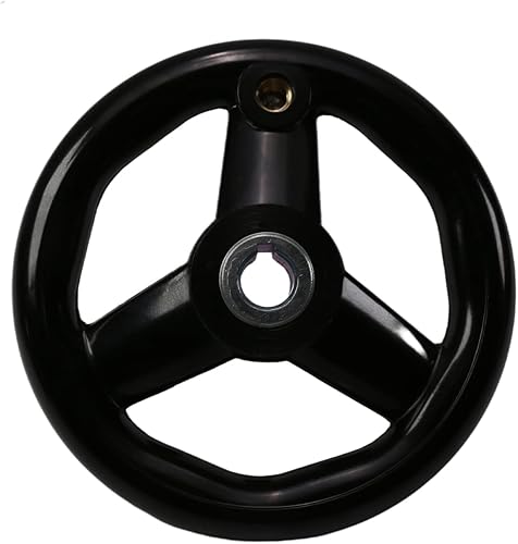 Miniatura 11 de Bettomshin Volante de torno antideslizante de 4.92 pulgadas con 3 radios, baquelita negra con mango giratorio, diámetro del orificio central