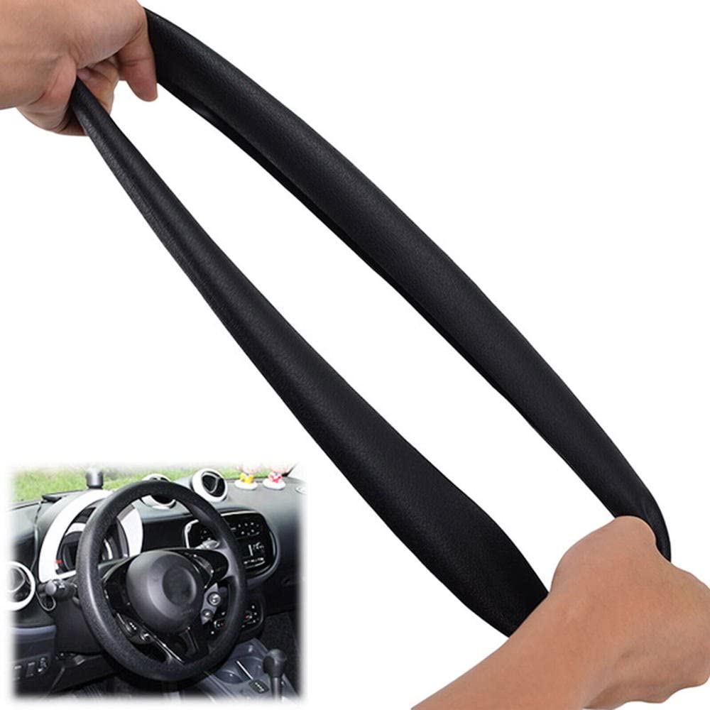 Steering Fashion Style Wheel Cover Microfiber Leather Anti-Slip Universal Car Steering Wheel Cover Faux Leather for Car Accessories Auto Car Without Inner Ring (Black)-image-39