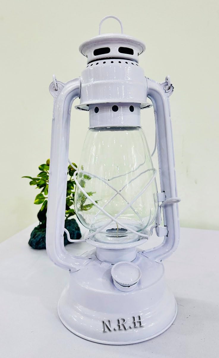 Atractivo y elegante portavelas de metal con cristal transparente, luz rústica para interiores y exteriores, para decoración de tu hogar (blanco)