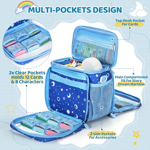 Jaffzora Carrying Case Compatible with Little Tikes Story Dream Machine Books Starter Set, Portable Cute Storage Bag for Storytime,Little Golden Book & Characters,Blue