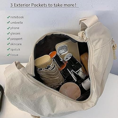 Thepinkgalaxy Women's Fashion Plain Color Nylon Crossbody Hobo Bag, Crossbody Bags for Women, Multi Pocket Slouchy Sling4