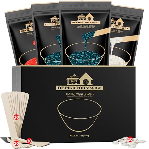 Lifestance Wax Beads Set, 4 Kinds of Waxing Beads, Hard Wax Beans with 44 Items, Perfect for Any Waxing Warmers for Hair Removal for Brazilian Bikini, Face, Armpit