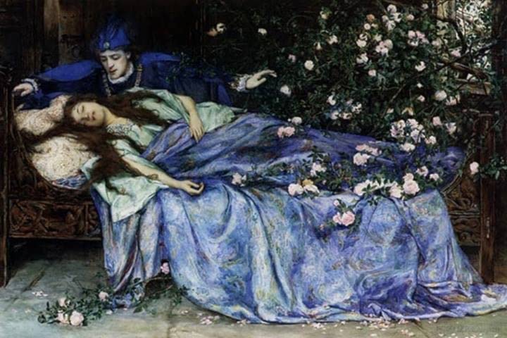 Affiche impression d'art La belle au bois dormant tableau decoration murale toile Henry Meynell
