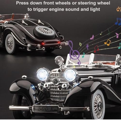 Image of Mercedes Benz 1936 500K Special Roadster Vintage SUV 1:32 Scale Model Car Exclusive Alloy Metal Pull Back Diecast Metal Pullback Toy Openable Doors & Light Music【Colors as Per Stock 】